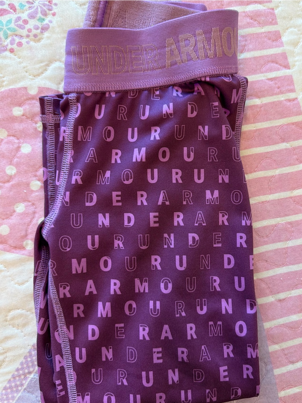 Under Armour Purple Logo Repeat Performance Leggings Capri